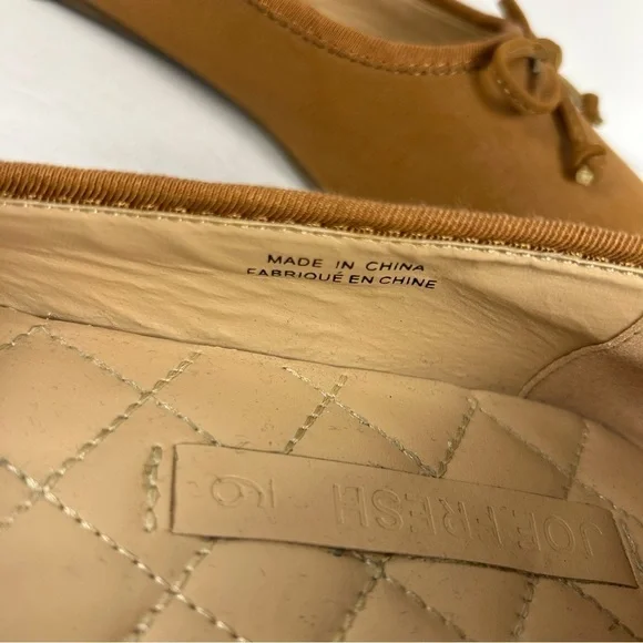 Joe Fresh Cognac Brown Ballerina Flats Sz 9 | Classic Round Toe Bow Shoe - Picture 5 of 9